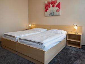 Un pat sau paturi într-o cameră la Hotel Olympia Česká Lípa +37 fotografii