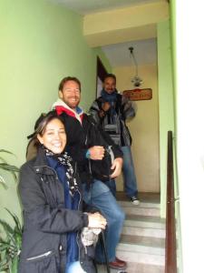 a group of people standing on the stairs at Hostal El Eden in Zacatlán
