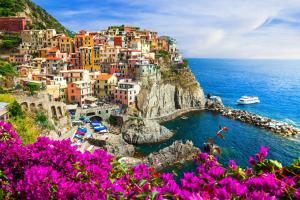 a view of positano village on the amalfi coast at Terrazza in Manarola