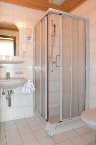 WorbGasthof Löwen Worb bei Bern的带淋浴和水槽的浴室