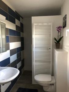 a bathroom with a toilet and a sink at Appartements in Basel - Leymen in Leymen