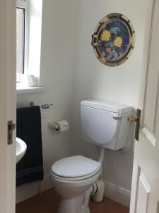 a bathroom with a white toilet and a sink at Killurin Lodge in Wexford +37 photos