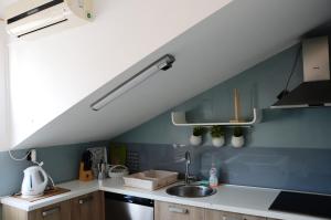 a kitchen with a sink and a roof at Apartment Tanja in Cres +25 photos