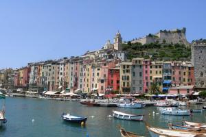 a group of boats in a harbor with buildings at Brezza Marina in Portovenere +12 photos