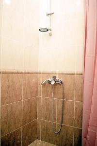 La salle de bains est pourvue d'une douche avec un tuyau. dans l'établissement Apartments Radosavovic, à Bar