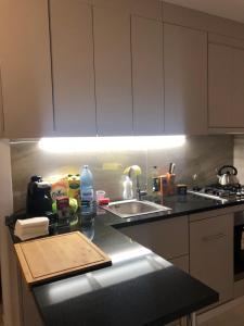 a kitchen with a sink and a counter top at House of Laura in Băile Tuşnad +19 photos