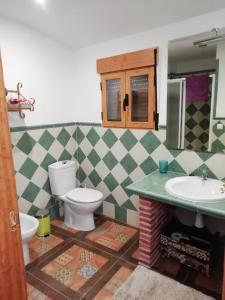 ein Bad mit einem WC und einem Waschbecken in der Unterkunft Casa rústica de pueblo en Sierra de Alcaraz in Salobre