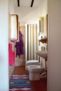 a bathroom with a sink and a toilet and a shower at Casa Gnigni in Sorano
