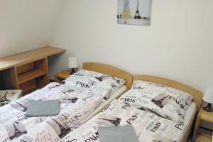 ブルノにあるRooms Orlíのベッド2台が隣同士に設置された部屋です。