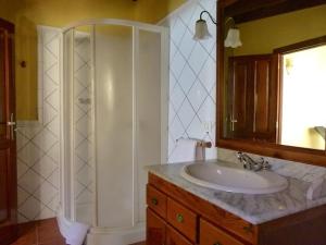 La salle de bains est pourvue d'une douche et d'un lavabo. dans l'établissement Casa Rural Lili, à Vallehermoso