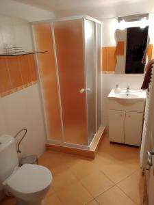 Kylpyhuone majoituspaikassa Apartmán na statku