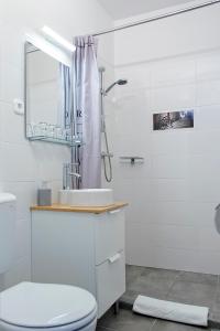 a bathroom with a toilet and a sink and a shower at BI&BI in Budapest