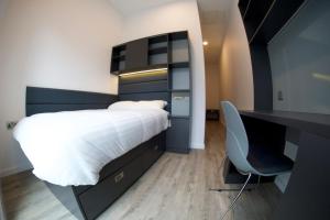 - une chambre avec un lit, un bureau et une chaise dans l'établissement Destiny Student - Tannery, à Dublin