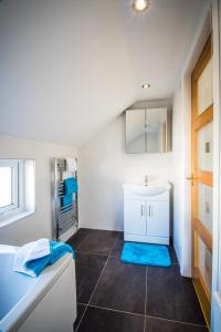 un bagno con lavandino e specchio di Mallard Cottage a Whitehead