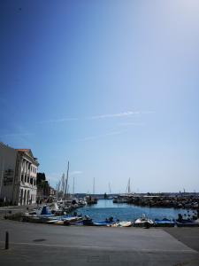 un groupe de bateaux est amarré dans un port dans l'établissement Tiny room Piran, à Piran