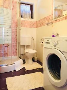 bagno con lavatrice e servizi igienici di Apartment Josipa a Premantura