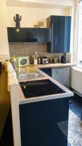 a kitchen with a sink and a stove at Maison hypercentre Rouen tout confort in Rouen