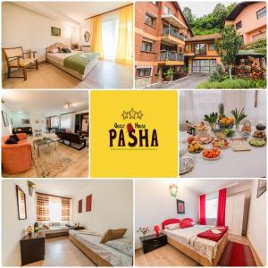 eine Collage mit Fotos einer Wohnung in der Unterkunft Rooms & Apartment GH Pasha in Tuzla