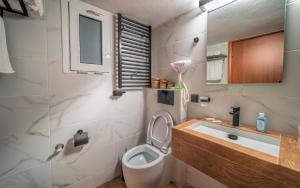 a bathroom with a toilet and a sink at LP Luxury Citycenter Suite in Xanthi +17 photos