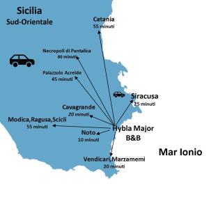 アヴォラにあるHybla Major B&BのシドニーとCBDの地図
