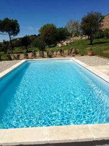 a large blue swimming pool in a yard at Le Mas du Fort in Gargas