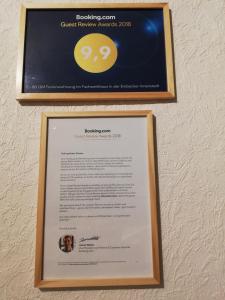 Certifikát, hodnocení, plakát nebo jiný dokument vystavený v ubytování Ferienwohnung Einbeck FeWo B Nolte