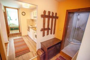 a bathroom with a walk in shower and a shower at Kutsinska House in Progled +103 photos