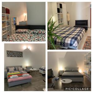 4 foto di una camera con un letto e un divano di Zziny House a Catania