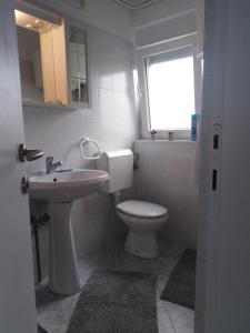 プーラにあるApartments Anicaのバスルーム(トイレ、洗面台付)、窓が備わります。