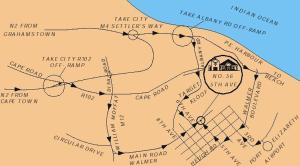 una mappa dei campi di battaglia di catrame di The Farmhouse B&B a Port Elizabeth