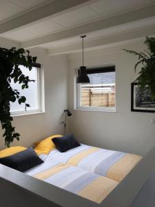 a bed in a room with a window at Oostvoornsch Gastenverblijf in Oostvoorne