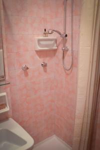 レニャーゴにあるオテル サリエリのバスルーム(シャワー、トイレ、洗面台付)