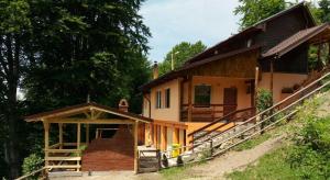 a house being built on a hill with a porch at Cabana Plai in Petroşani