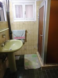 a bathroom with a sink and a shower at Tiger House Guest House in Bcharré