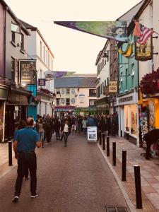 a crowd of people walking down a street in a city at Tatler Jack in Killarney