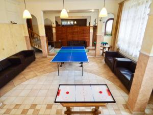 a ping pong table in the middle of a living room at Willa Dutka in Szczawnica