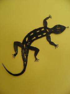 a lizard hanging on a wall at Casa Rural del Aire Torrellas TarazonaMoncayo in Torrellas