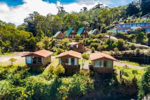 a row of cottages on a hill with trees at Hotel Mirador de Quetzales in Providencia
