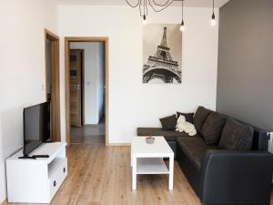 a living room with a couch and a tv at Casa de Rosa in Zator