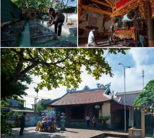 a collage of photos of a building and a street at Thanh Tu Hotel in Cửa Lô