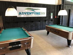 
A pool table at Adventure Inn Marahau
