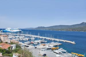 un puerto deportivo lleno de muchos barcos en el agua en Le Neptune & Spa, en Propriano