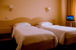 ソチにあるVilla Bavariaのベッド2台とテレビが備わるホテルルームです。
