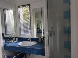 a bathroom with a sink and a mirror at Villa Gayac in Gradignan +21 photos