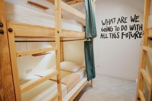 a bunk bed in a dorm room with a ladder at Murals Hostel and Cafe in Cebu City