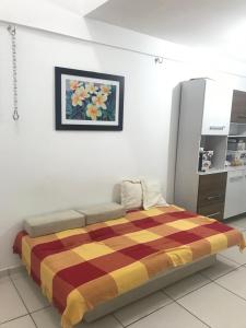 Кровать или кровати в номере Flat Shopping Amarração N - 129