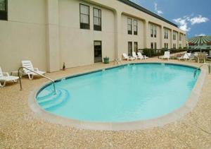 einem großen blauen Pool vor einem Gebäude in der Unterkunft Baymont by Wyndham Fayetteville in Fayetteville