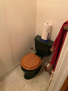 a bathroom with a toilet and a roll of toilet paper at Woody Westover in Hillcrest DC near Capitol Hill in Washington, D.C.