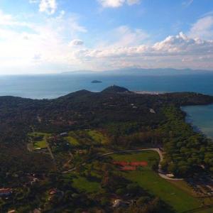 an aerial view of an island in the ocean at Arli Hotel Hideaway Punta Ala - Adults Only in Punta Ala