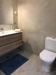 エリセイラにあるCasa Moinhos do Marのバスルーム(トイレ、洗面台、鏡付)